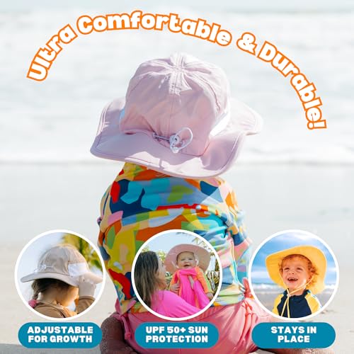SwimZip Wide Brim Sun Hat | UPF 50+ Protection for Baby, Toddler, and Kids Pink