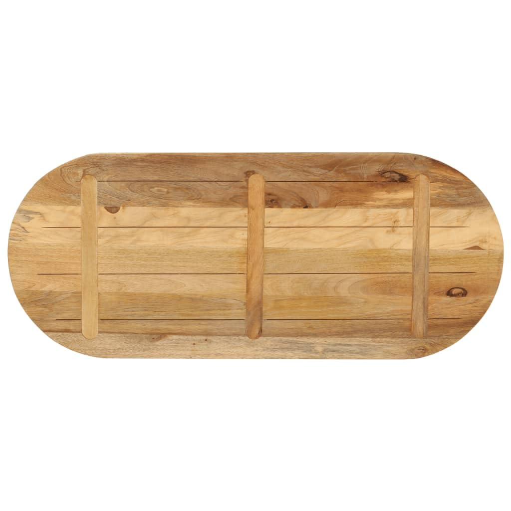 Piano da tavolo in legno massiccio ovale, 90 x 40 x 3,8 cm, in legno di mango grezzo, piano di lavoro di ricambio per mobili, accessorio per fai da te, bricolage, ristrutturazione, con bordo naturale