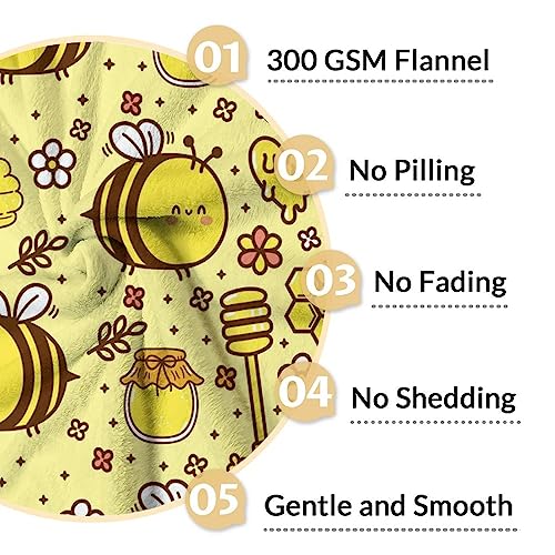 Bee Blanket Gifts, 30"x40" Cute Bee Print Throw for Women Girls, Soft Cozy Warm Flannel for Sofa Bed