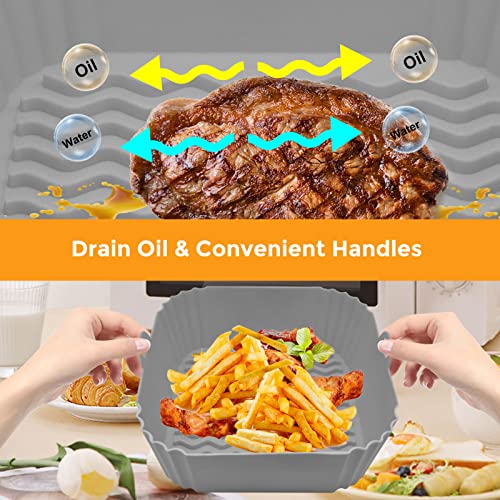 Image of Silicone Air Fryer Liners, 8'' Square 4 to 7 QT Reusable Heat Resistant Food Grade Airfryer Silicone Liners Inserts Baskets Bowl Accessories for COSORI Instant Vortex CHEFMAN Air Fryer Oven Microwave