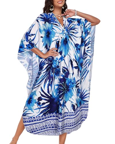 Image of Kaftan Dresses for Women V Neck Caftans Batwing Sleeve Beach Cover Ups