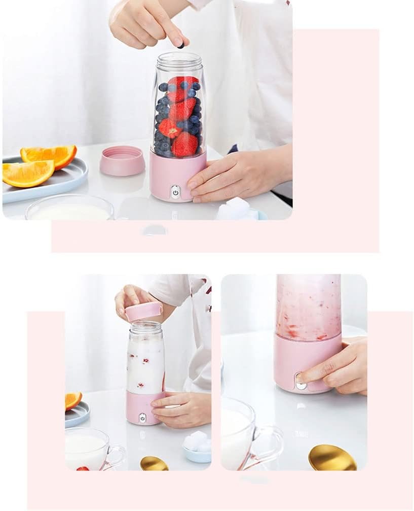 Portable Blender Mini Personal Juicer Cup Travel Smoothie Maker, USB Rechargeable Fruit Juice Mixer with 2400mAh Battery for Outdoors, Home, Office, Sports (Color : White)