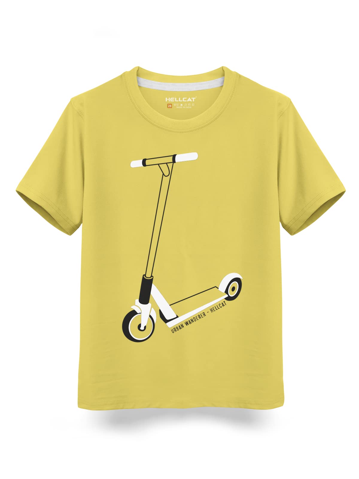 HELLCAT Toddler Yellow Trendy Typographic Printed Cotton Blend Half Sleeve T-Shirt for Boys