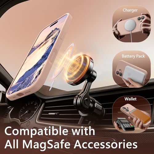 Image of FireNova Magnetic for iPhone 17 Case, Compatible with MagSafe, [Integrated Silicone Camera Control Button] [Camera Protection] Anti-Scratch Microfiber Lining Phone Case, 6.3 inch, Pinksand