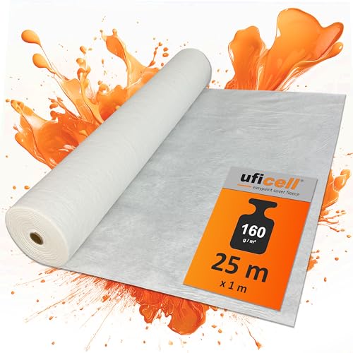 easyliner® non-tissé de peintre avec revêtement adhésif - 25 m² - Qualité supérieure - Poids: 160 g/m² - Protection parfaite pour les revêtements de...