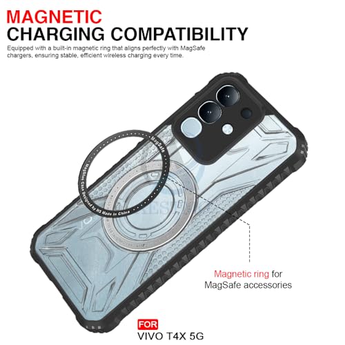 Image of AESTMO Hybrid Shockproof Back Cover Case for Vivo T4X 5G / Z10X 5G / Y31 Pro 5G Compatible with MagSafe | Hard Back Case Cover for (PC & TPU, Translucent Back, Black Sides)
