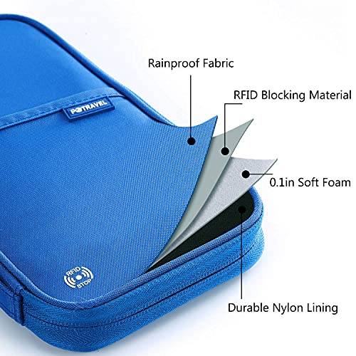 Image of VanFn RFID Travel Passport Wallet, Family Passport Holder, Trip Document Organizer P.Travel Series (Nylon - Blue)