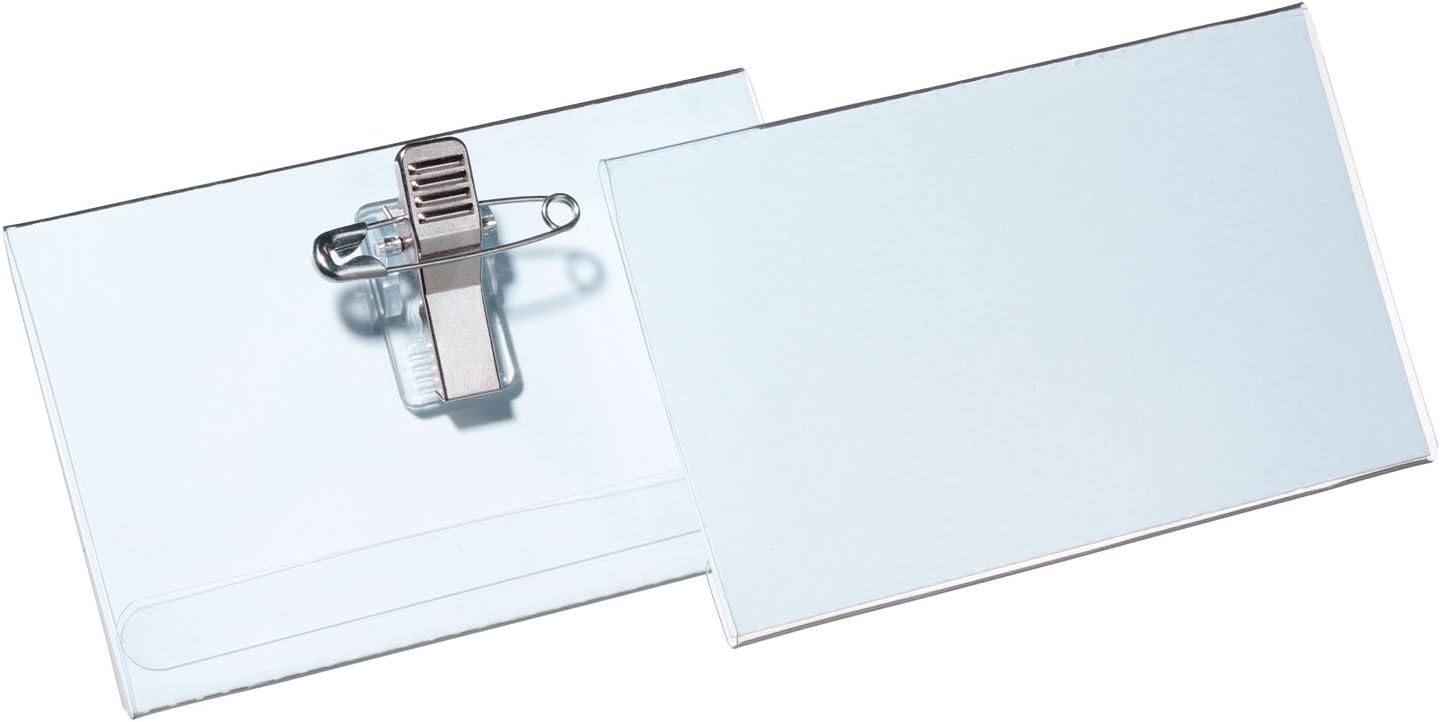 Durable 814519 Boite de 50 Porte-badges avec Pince combi 54 x 90 mm
