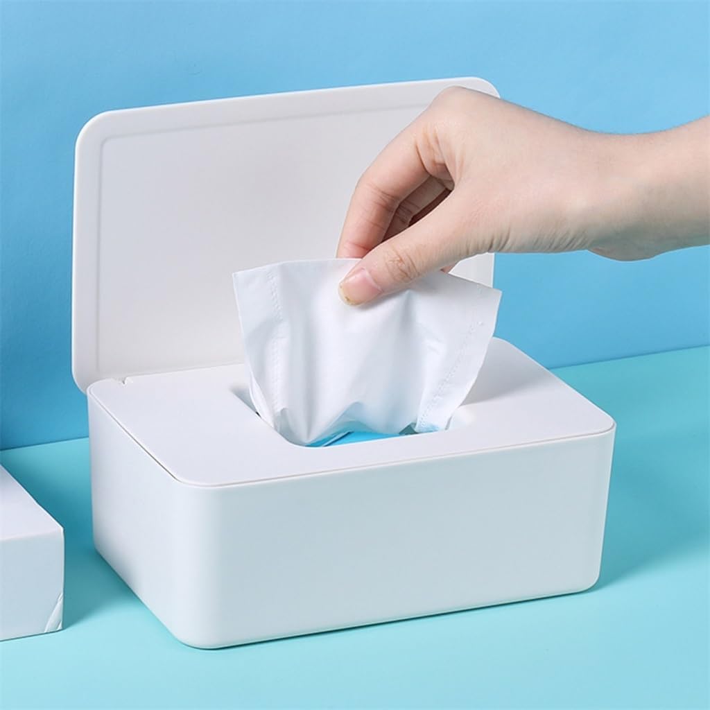 Household Tissue Box Living Room Wipes Sealed Extractor Mask Storage Desktop Paper with Lid(OneColor)