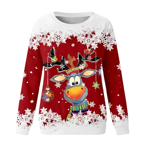 Girls Christmas Sweatshirt Kids Funny Ugly Print Shirt Xmas Long Sleeve Crewneck Sweater Tops Christmas Outfit 2-14 Years3