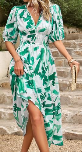 Image of Sister Amy Women's Boho Floral Print Square Neck Beach Party Flowy Ruffle Midi Dress