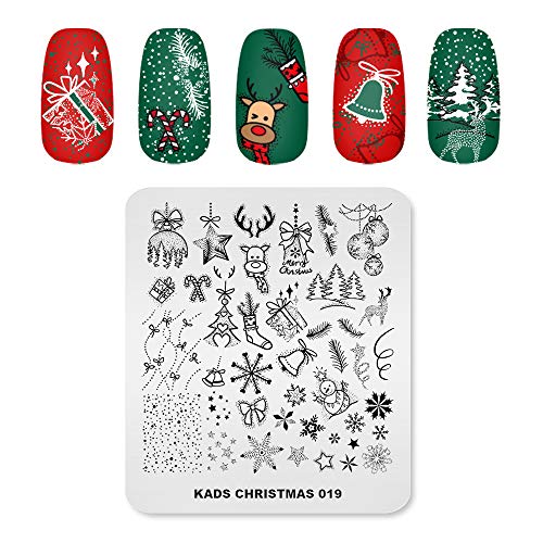 KADS Nail Art Stamping Plate Christmas Elk Snowman Bell Balloon Christmas Tree Nail Image Plate Decoration Design Tool (CH019)