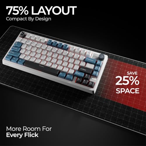 Image of Vantage 75% Wireless Mechanical Keyboard | Gasket Mount | 4-Layer Sound Absorption | 5-Pin Hot-Swap | Pre-Lubed Linear Switches | Doubleshot PBT | Tri-Mode | 4000mAh | RGB Backlit