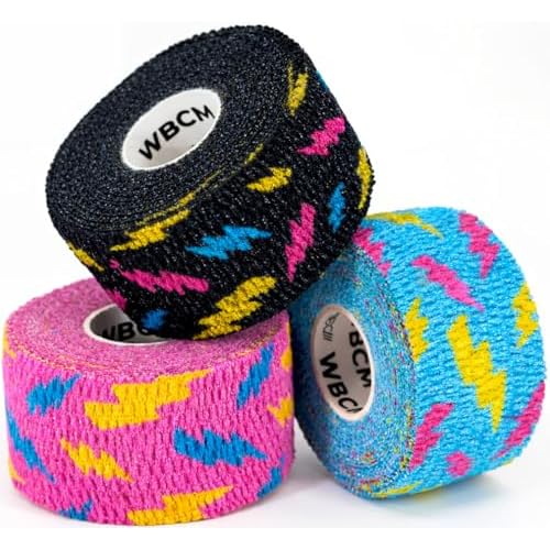WARM BODY COLD MIND 3,8 cm Daumen Tape für Gewichtheben – Hook Grip Tape für Gym, Powerlifting, Deadlift, Krafttraining, Athletic Finger Wrap (3 Rollen Mix Thunder)