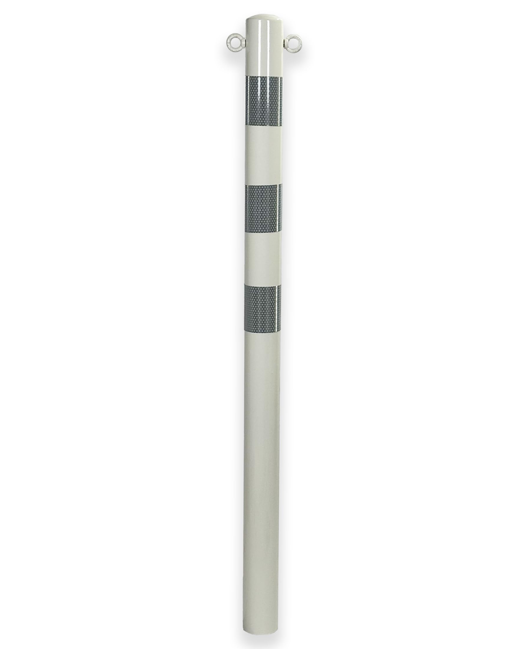 UvV SteelOn ABSPERRPFOSTEN aus Stahlrohr ø 60x2,5mm, mit 2 Ösen, lose herausnehmbar mit Bodenhülse (kein Verschlussmechanismus)