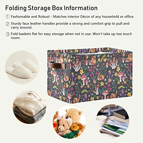 Mushrooms Rectangle Storage Basket Collapsible Storage Bin For Nursery Toys Books, Waterproof Canvas Basketsfor Closet Shelves Bedroom Living Room Decor #TOP5