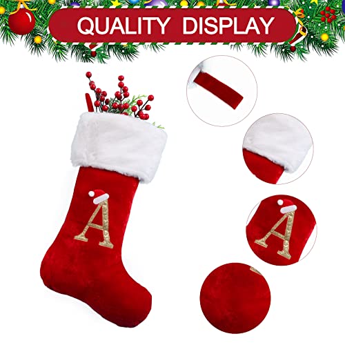 image for infleesh 20 Inches Monogrammed Red Christmas Stockings Holder with Let