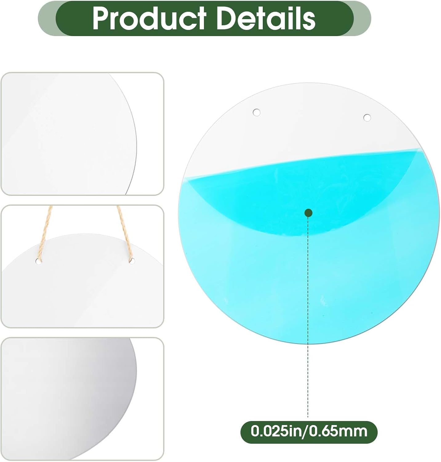 10 Pcs 12" Round Sublimation Door Hanger Blanks, Unfinished Metal Aluminum Circle Blanks for Sublimation Printing, Christmas Wall Hanging Ornaments, Welcome Door Sign with Rope for Heat Press
