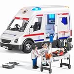 Doloowee Ambulance Toy for Kids 3 4 5 6 7 8 Years Old Friction Powered Truck with Light and Sound Emergency Vehicle Toys for Boys Girls Gifts for Age 3-12 Boys Girls