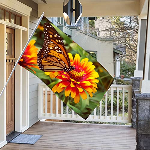 Pickako Spring Summer Butterfly And Flowers Daisy Garden 3X5 Foot Flag, Double Stitched 3 X 5 Ft Flags With Brass Grommets For Home House Outdoor Indoor Decor #TOP1