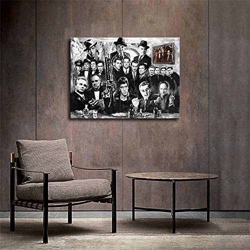 Gangster Godfather Movie Scarface Poster Picture Art Print Canvas Wall Home Living Room Decor Mural Modern Classroom Kitchen Bedroom Aesthetics Decoration Boys Women Gift Unframed And Framed (08X12Inch-No Framed) #TOP1