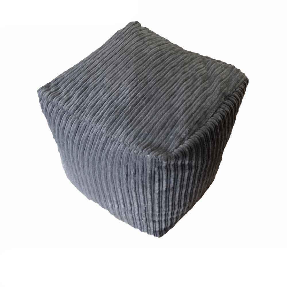 Cube Jumbo Corduroy Beanbag Pouffe Footstool Bean Bag Square Pouffe Cord. Filling Included (Charcoal Grey, Cube (45 x 45 x 45 cm))