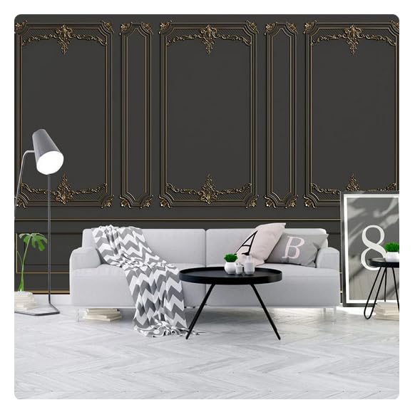 Papier peint relief doré 3D style européen style haut de gamme pour mur TV