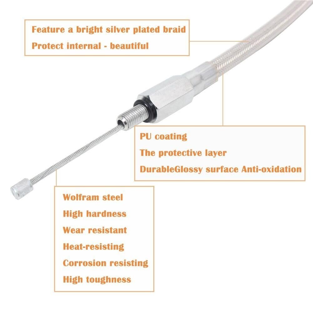 Cable de embrague trenzado plateado para motocicleta, Control manual acero Wolfram para Sportster 1200 XL1200C XL1200V, 160CM/ 63 pulgadas