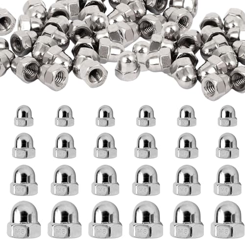 Sctmda Tuercas Sombrerete Acero Inoxidable 70 Piezas M4 M5 M6 M8 Tuercas Ciegas Hexagonales de Acero Inoxidable Tuercas Sombrerete Hexagonales DIN 1587 Tuerca Bellota Acero Inoxidable para Tornillos