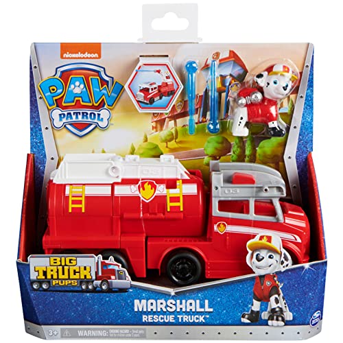 Image of Paw Patrol Big Truck Pup's Marshall Transforming Toy Truck with Collectable Action Figure|Vehicle Set with launch Water Cannon|Learning Activity Set|Roleplay Toy For Kids 3+|Birthday Gift|MadeIn India