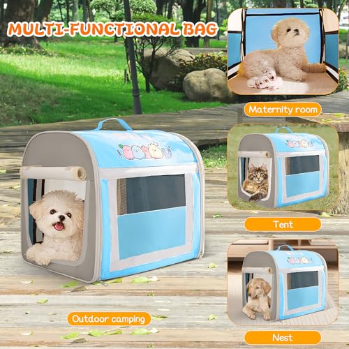 ALLSOPETS Zusammenklappbare Weiche Hundebox Hundezwinger für kleine Hunde Tragbare Reise Hundebox für den Innen- und Außenbereich Haustiere Transportbox mit Sicherheitsreißverschlüssen (Blau,S)