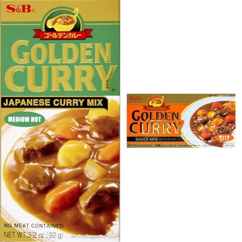 S&B Golden Curry Japanese Sauce Mix Bundle - Medium Hot 3.2 oz and Mild 7.8 oz Curry Mix Varieties image 2