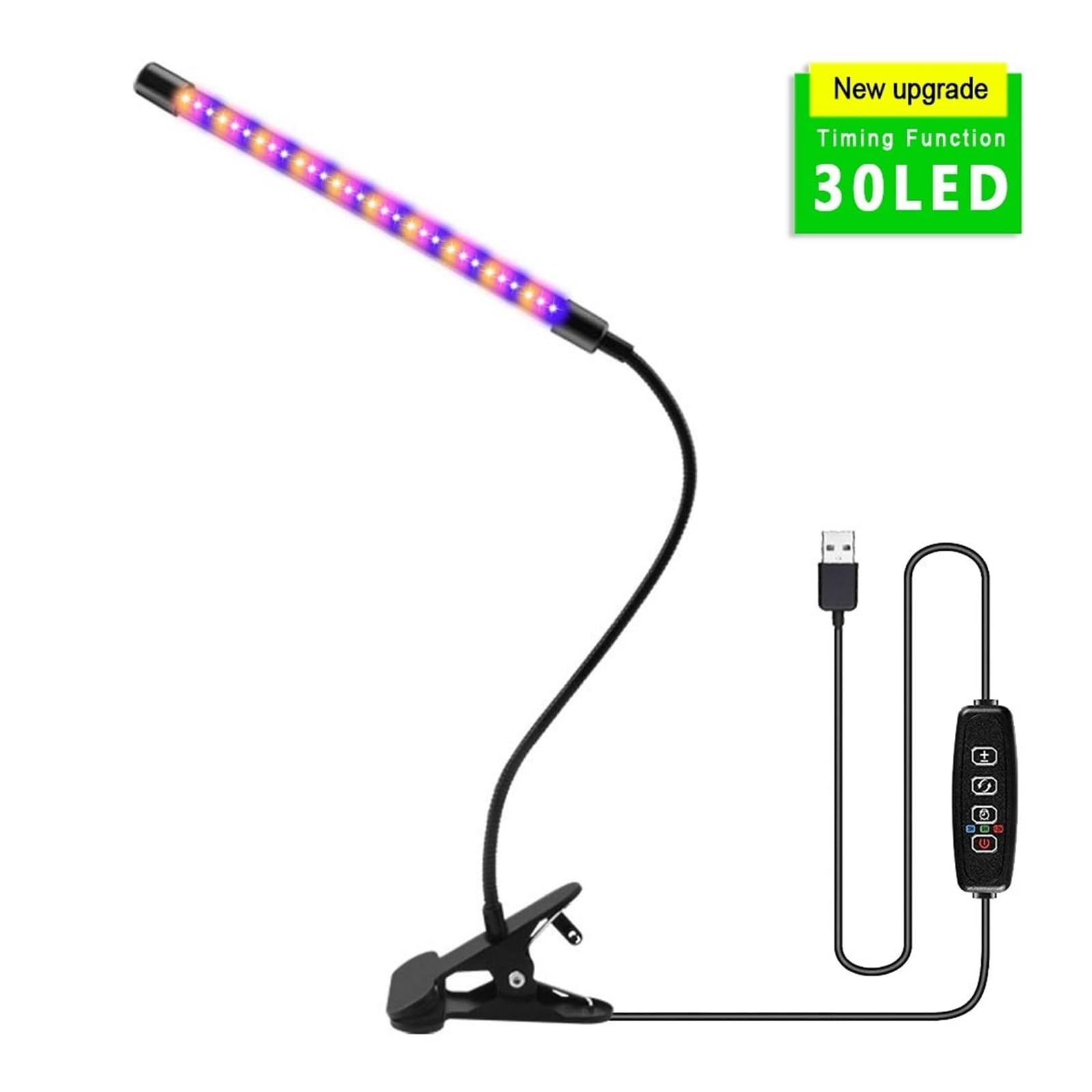 La pianta coltiva la luce, 30-150 LED USB coltiva la luce Phytolamp for piante con controllo luci a spettro completo lampada fito for da fiore for casa(1 Head USB-30LED)