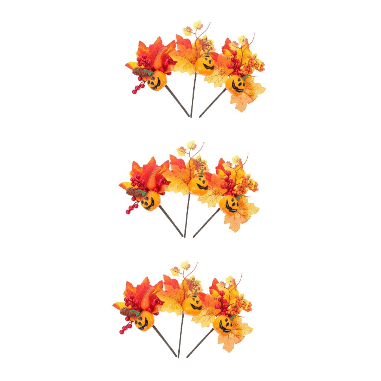 Cabilock 3 Juegos De Ramas De Calabaza Artificiales Resistentes con Hojas De Arce para Relleno De Jarrones para Decoraciones De Otoño (3 Piezas X 3)