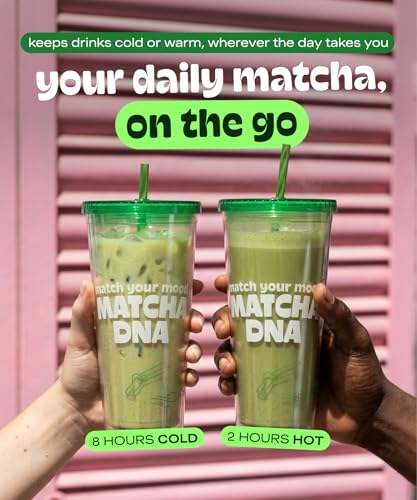 MATCHA DNA Clear Tumbler with Lid and Straw, Insulated Travel Coffee Mug, Plastic Spill Proof Tumbler Cup for Hot or Cold Drinks, Portable, Reusable Cup for Matcha On-the-Go 8 oz - Image 2