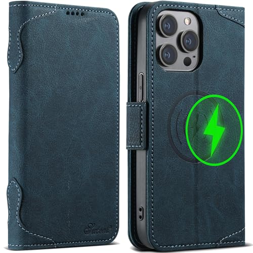 SINIANL Wallet Case for iPhone 15 Pro Max with Card Holder for Men Women, Compatible with MagSafe Wireless Charging Magnetic Leather Flip Folio Cover Case Wallet for iPhone 15 Pro Max Blue by SINIANL - Used condition - US$15.25