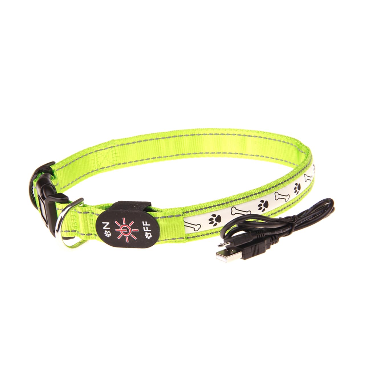 Beavorty 2stücke Hundehalsband Mit USB-Ladung Einstellbares Und Leuchtendes Hundehalsband Für Nachtspaziergänge Hohe Sichtbarkeit Grün Für Und Tracking