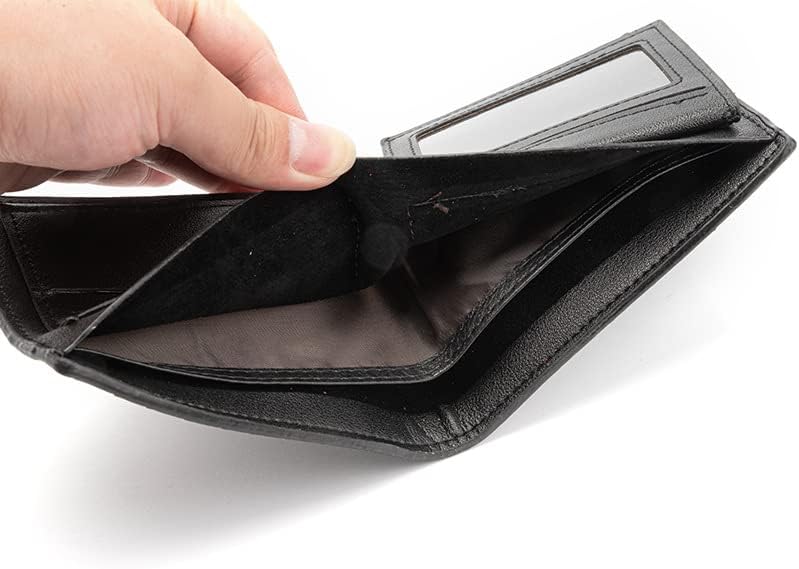 Genuine Leather Bifold Wallet with RFID Blocking, Slim Alligator Pattern Design, ID Window and Gift Box (Black) - Image 7