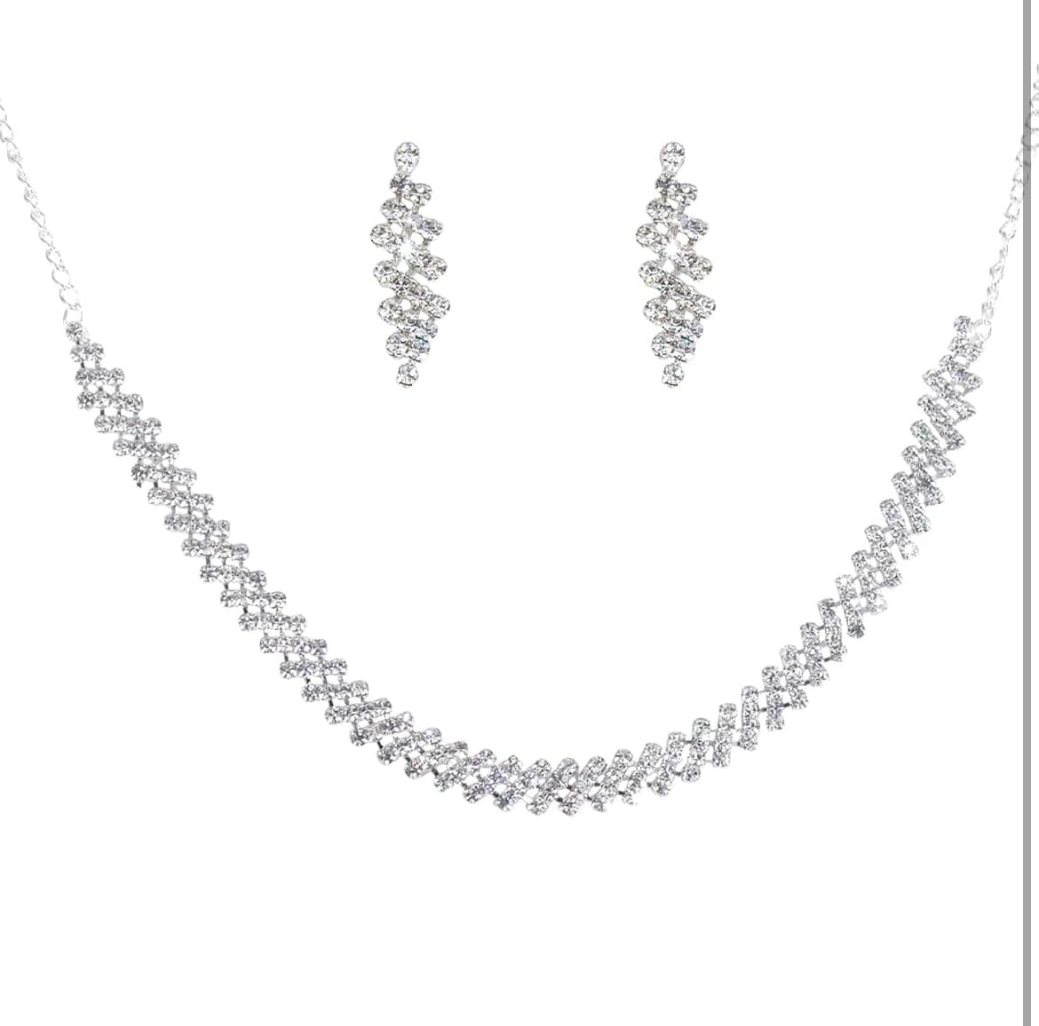 Lai LaiPrincess Style AD Crystals/Stones Necklace with Earrings Jewellery Set for Women/Girls, Wedding, Party Festival
