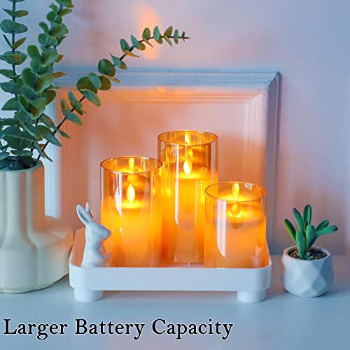 Lezonic Rechargeable Led Flameless Pillar Candles Battery Operated With Flickering Flame, Pack Of 3(D 3”×H 4”5”6”) Long Lasting Amber Real Wax Usb Candles With Remote And Timer #TOP4