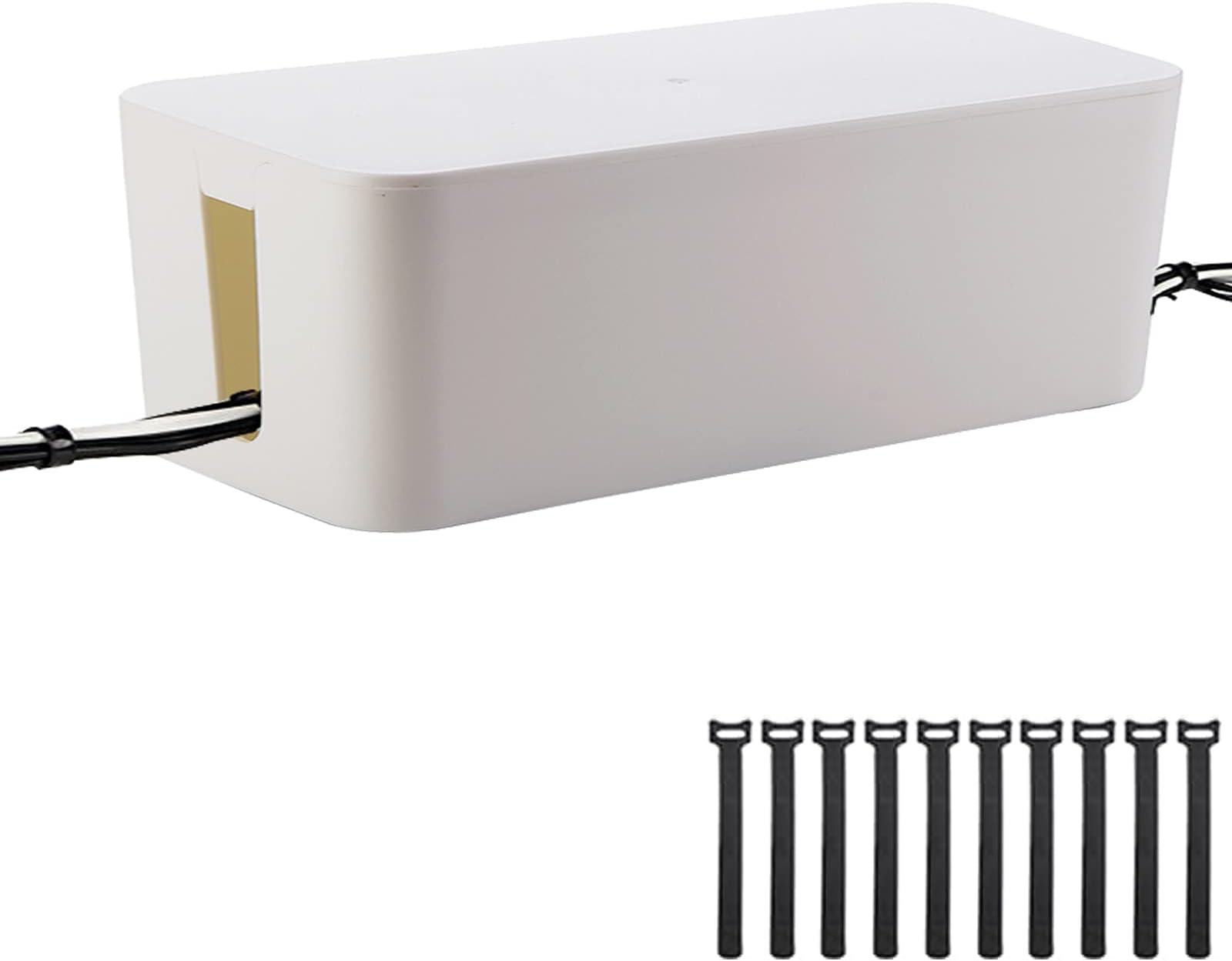 ShellKingdom Cable Management Box, Cable Organizer for Cable and Cord Management, Storage and Holder to Cover and Hide & Power Strips & Cords (White)