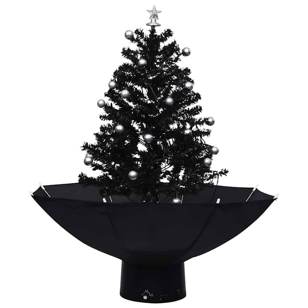 Árbol de Navidad Artificial con Efecto de Nieve Cayendo, Luces y Adornos Festivos, Incluye Base en Forma de Paraguas y Melodía Alegre para Decoración Navideña