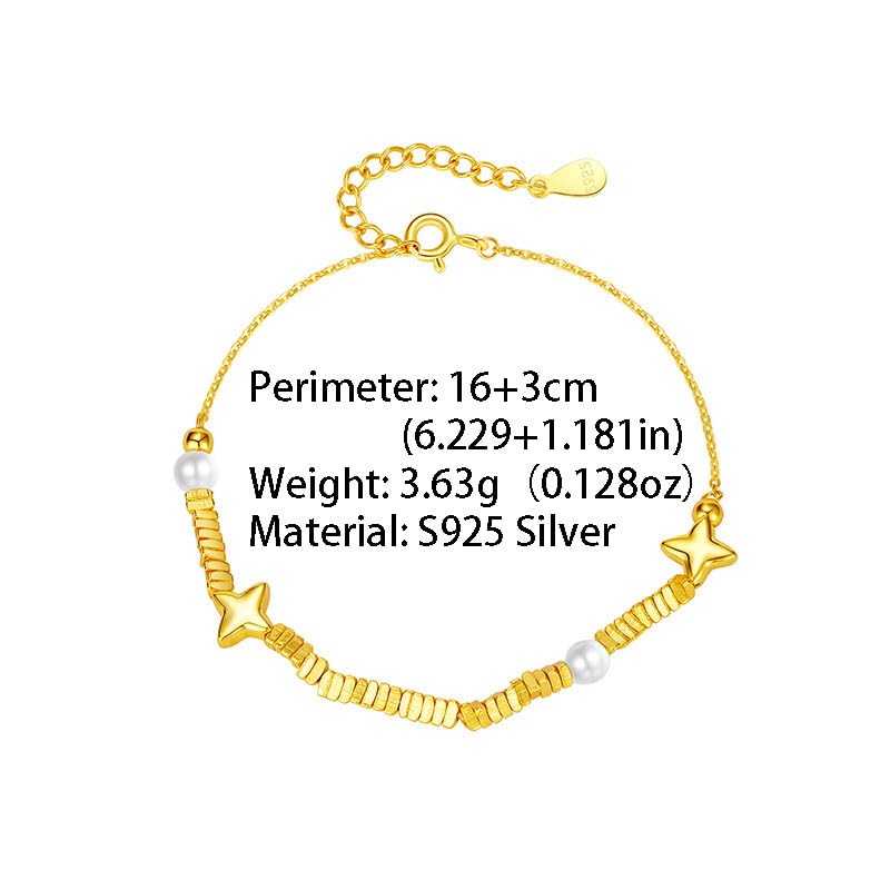 Bracelet argent sterling plaqué or 16k ajustable avec perle baroque - 5