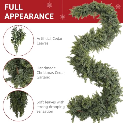9Ft Prelit Real Touch Cedar Christmas Garland with Lights - image 7