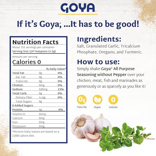 Goya Adobo All Purpose Seasoning Without Pepper By Goya, Poultry, Seafood, Meat, And Vegetable Seasoning, Fat Free And Calorie Free Latin Spice Blend thumb #2
