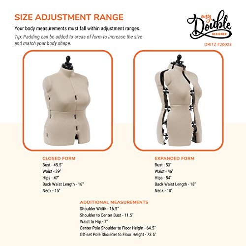 image for Dritz Drtiz My Double Designer Adjustable Dress Form, Full-Figure, Ivo