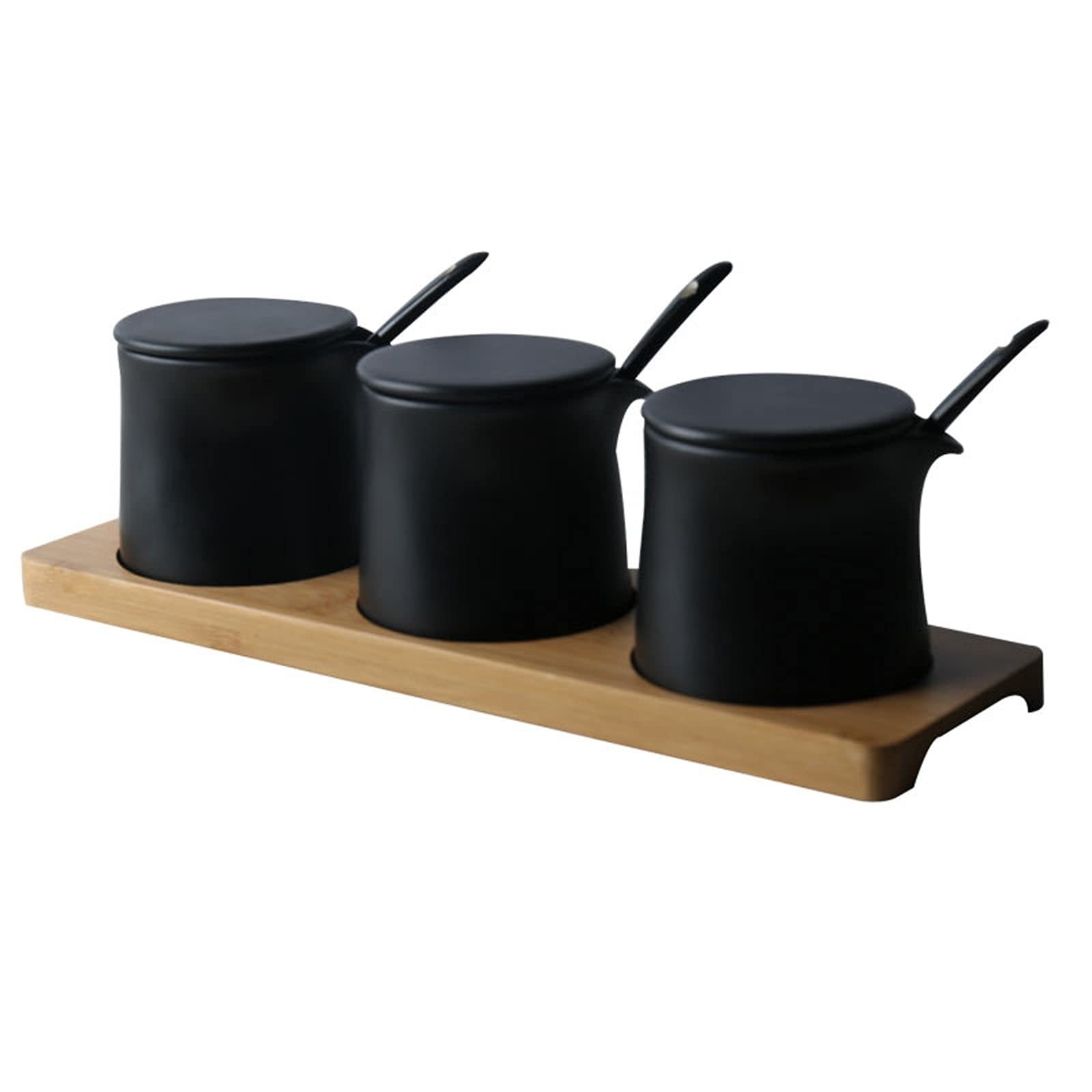 Kit Barattolo di Condimento Rastrelliere di spezie vasi di condimento in Ceramica, Ciotole di Zucchero in Ceramica, contenitori for barattoli di spezie con coperchi in Ceramica, vassoi e Cucchiaio in