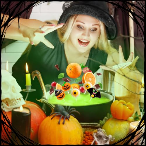 Trick or Treat - Halloween Candy Individually Wrapped Lollipops Bulk 24 Ct | Trick or Treat Halloween Suckers, Featuring Spooky Eye, Witch's Hat, Bat, and Jack-O'-Lantern Designs, Assorted Fruit Flavor - image 2
