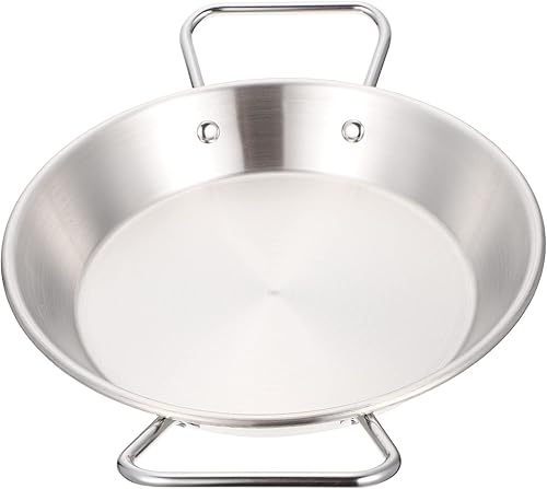 BESTonZON Sartén de acero inoxidable para paellera antiadherente doble asa estilo coreano plato de comida para papas fritas bandeja de servir