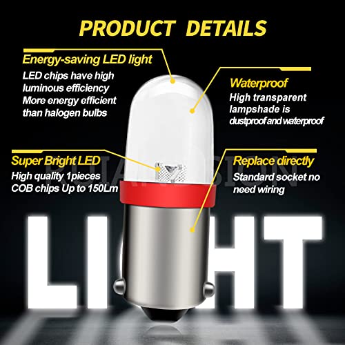 2 piezas de bombillas LED BA9S rojas 12V para coche miniatura 4